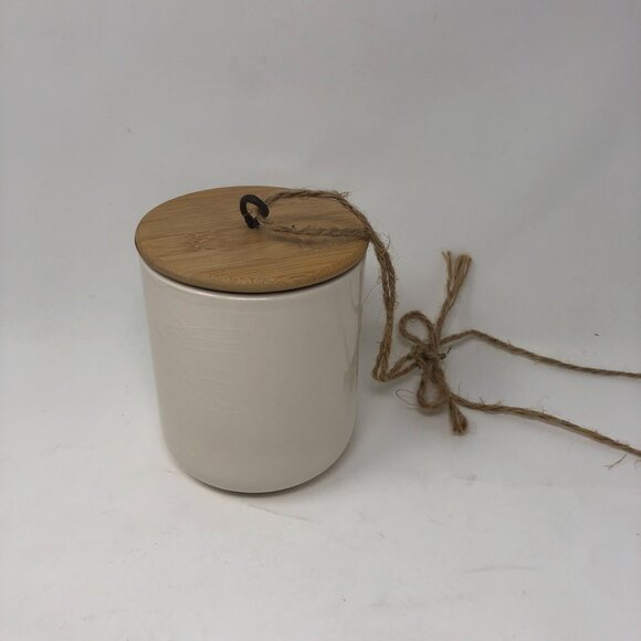 Cactus Ceramic Jar Bamboo Lid Rope Handle Planter Decor Boho Nature Plant Baby - Picture 4 of 6